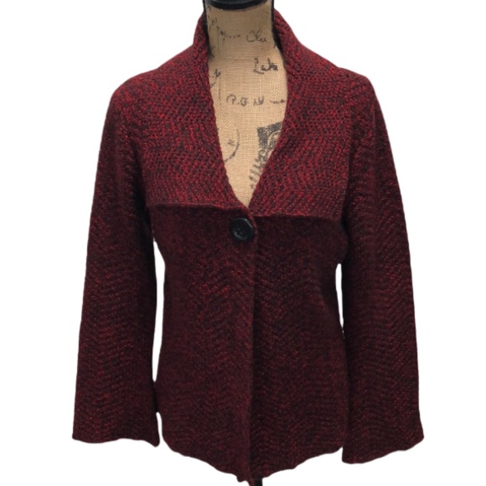 {JM Collection} Marled Folded Collar Swing Sweater